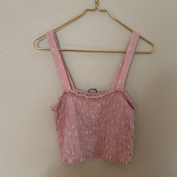 American Eagle Outfitters Tops - American Eagle Outfitters Pink Smocked Tank Top